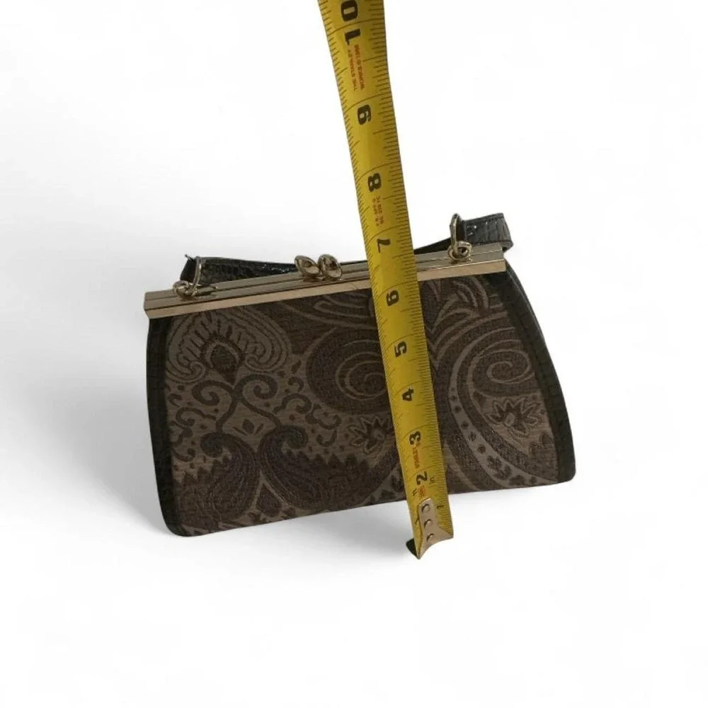 Liz‎ Claiborne Frame Bag Women Mini Brown Paisley Tapestry Excellent Kiss Lock